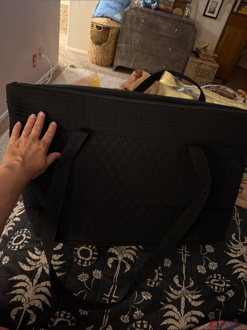 Vera Bradley Black Quilted Tote Bag